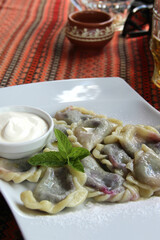 Typical cuisine of Carpathian Mountains, Ukraine