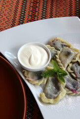 Typical cuisine of Carpathian Mountains, Ukraine