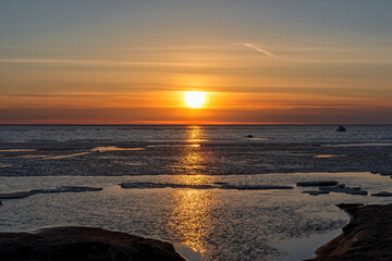 Frosty and spring sunset on Lake Peipsi	