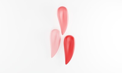 3d render. cosmetic lipstick swatch. 3d vertical illustration