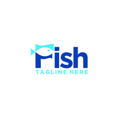 FISH typography modern negative space logo