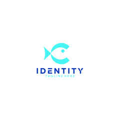 C letter logo fish vector design modern