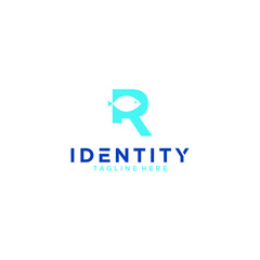 R letter logo fish vector design modern