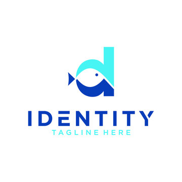 D letter logo fish vector design modern
