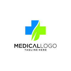 Medical health-care vector leaf logo design
