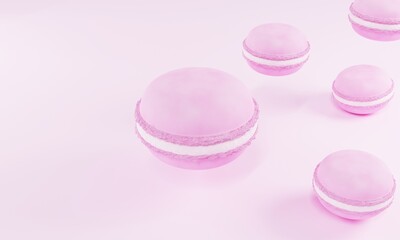 3d render. macarons on a pink background. 3d vertical illustration
