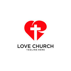 Obraz premium church love vector logo modern design template