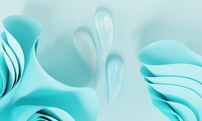 Fototapeta na wymiar 3d render. abstract geometric blue turquoise background. 3d vertical illustration