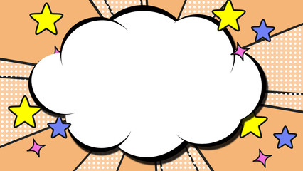 ポップな背景と雲の吹き出し（星）