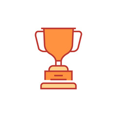 Golden trophy icon. Victory vector illustration. Isolated contour of orthopedic material on white background. Editable stroke.