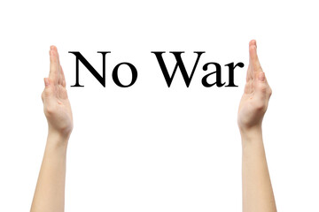 Hands on a white background. Female hands. No War