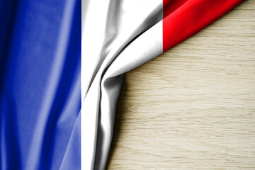 France flag. Fabric pattern flag of France. 3d illustration. with back space for text.