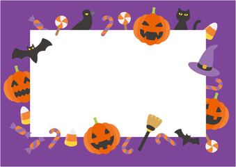 Decorated background frame for Halloween. Vector illustration for postcards, banners and posters.(Purple version)