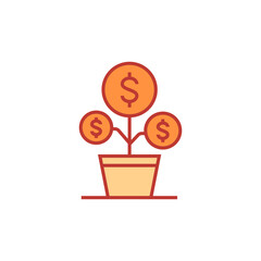 Financial profit increase icon. Growth investment vector illustration. Isolated contour of orthopedic material on white background. Editable stroke.