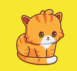 cute cat stay motionless. isolated cartoon animal illustration. Flat Style Sticker Icon Design Premium Logo vector. Mascot Character