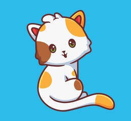 cute cat looking behind. isolated cartoon animal illustration. Flat Style Sticker Icon Design Premium Logo vector. Mascot Character