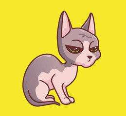 cute cat sphinx bored. isolated cartoon animal illustration. Flat Style Sticker Icon Design Premium Logo vector. Mascot Character