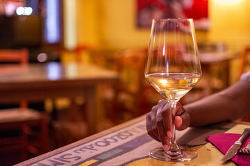Glass of wine in an Italian wine shop in Umbria