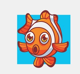 cute clown fish swimming. isolated cartoon animal illustration. Flat Style Sticker Icon Design Premium Logo vector. Mascot Character