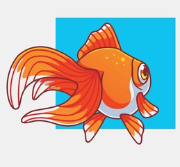 cute gold fish orange. isolated cartoon animal illustration. Flat Style Sticker Icon Design Premium Logo vector. Mascot Character