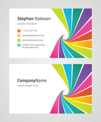 Obraz na płótnie Canvas Minimalist Business Card Design Template. Modern Creative and Clean Corporate Design. Vector Illustration. Front and Back Sides with Colorful Abstract Background