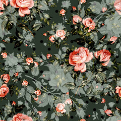  Floral abstract print beautiful drawn roses