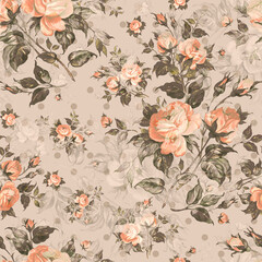  Floral abstract print beautiful drawn roses