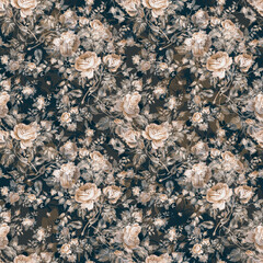  Floral abstract print beautiful drawn roses 