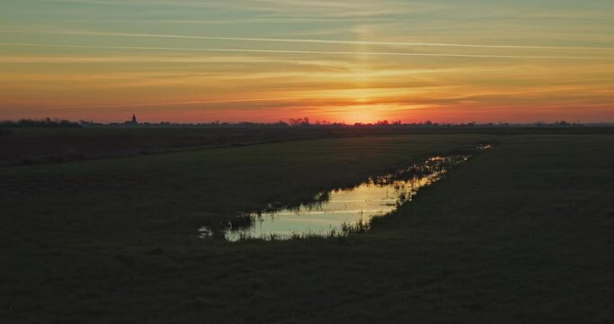 Sunset over Uitkerkse polder, Belgium
