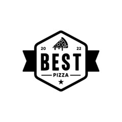 Simple retro pizza label vector logo design