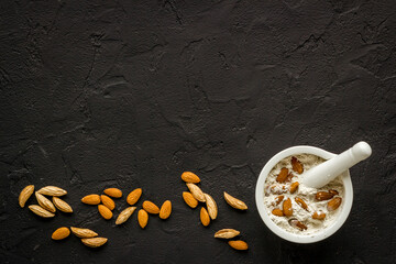 Almond flour in bowl - gluten free nuts flour for baking