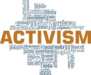 Fototapeta premium Activism conceptual vector illustration word cloud isolated on white background.