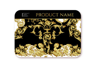 Classical luxury old fashioned royal baroque, historical ornament with lilies, victorian floral Plastic debit or credit, pass, discount, membership card template. Vector illustration.