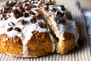 Baked Easter cake with raisins
