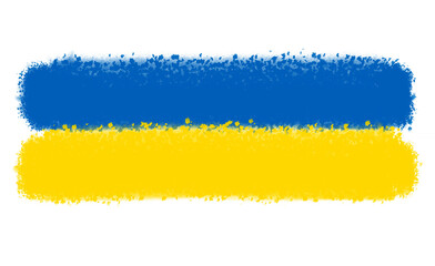Obraz premium Ukrainian flag painted over white