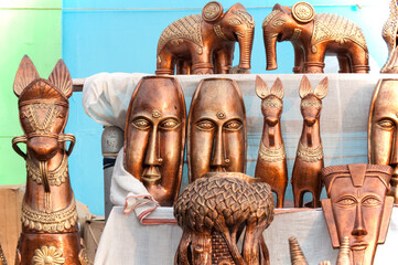 KOLKATA, WEST BENGAL , INDIA - DECEMBER 14TH 2013 : Artworks of handicraft, on display during the...