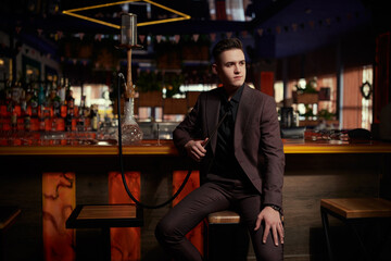handsome man in bar