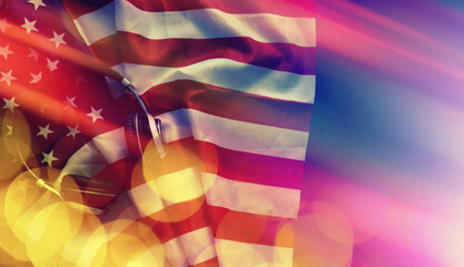 Abstract background. Symbol of the United States of America flag. Independence background. Striped American flag.