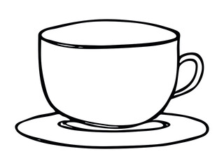 Cute cup of tea or coffee illustration isolated on a white background. Simple mug clipart. Cozy home doodle.