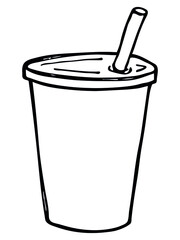 Cute cup of water, milkshake, juice or soda. Drink illustration isolated on a white background. Simple cocktail clipart.