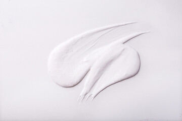 Skin care product texture swatches. White face wash cream lotion. 