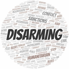 Disarming word cloud. Vector made with the text only.