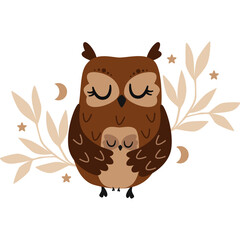owl mother and baby composition