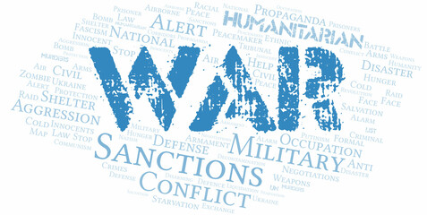War word cloud. Vector made with the text only. - 499663767