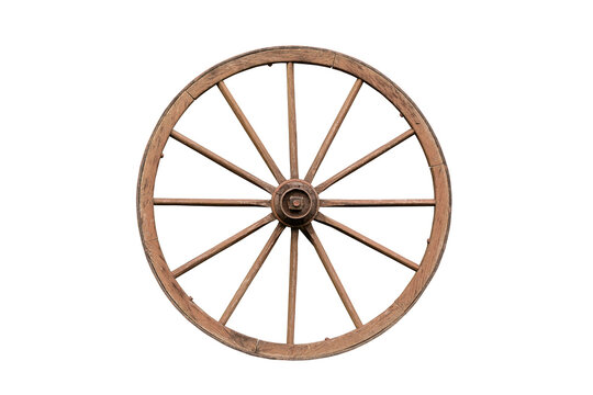 old wooden wheel. isolated on white background
