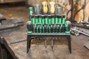 Screwdrivers, tools for mechanic and building.