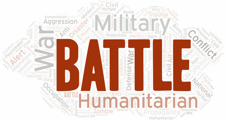 Battle word cloud. Vector made with the text only.