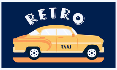 Retro taxi illustration Taxi services mobile app website template. Home page concept. Vector illustration Business card isolated on white background
