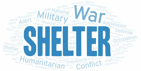 Shelter word cloud. Vector made with the text only.