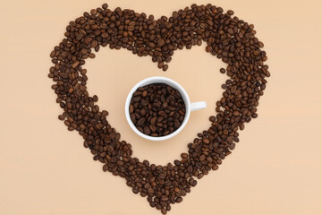 coffee beans in heart shape